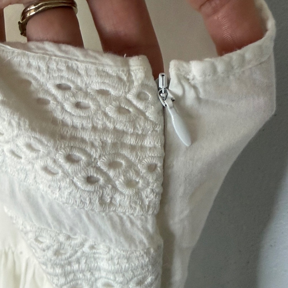 Old Navy Fit Flare Dress XL Tall White 100% Cotton Eyelet Smocked Back Lined - Picture 12 of 16